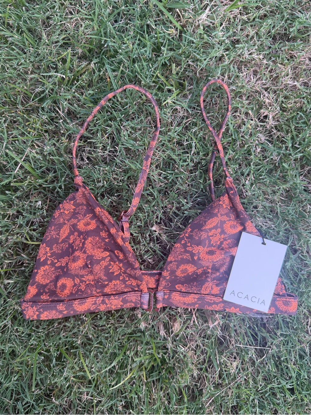 acacia swimwear Rust Floral Triangle Bralette